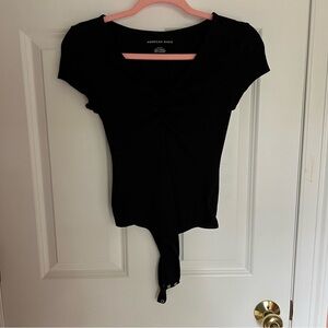 American Eagle Outfitters Black Fitted Cap Sleeve Bodysuit size M